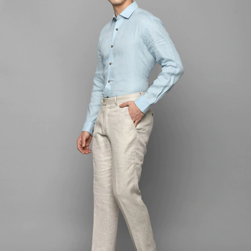 Men Navy Blue Mid Rise Trousers
