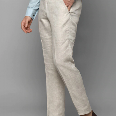 Men Navy Blue Mid Rise Trousers