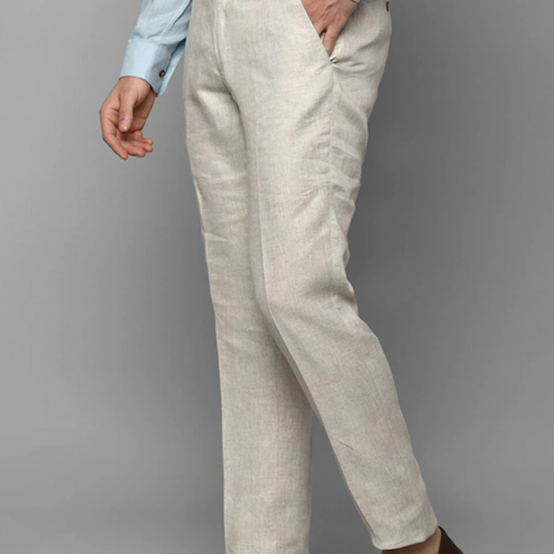 Men Navy Blue Mid Rise Trousers