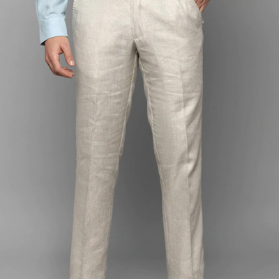 Men Navy Blue Mid Rise Trousers